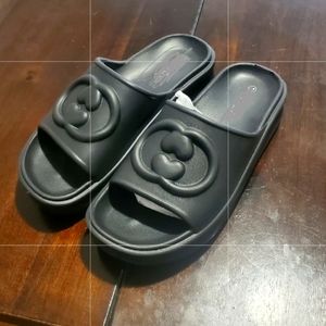 Brand New Supercute black pool slides summer sandals